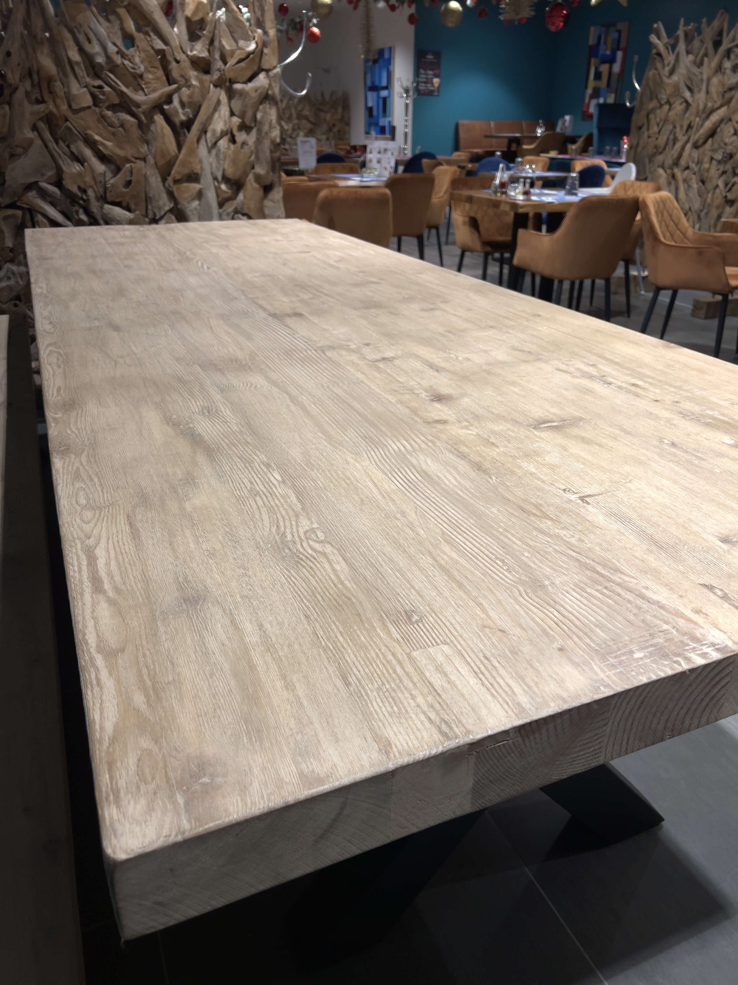TABLE BOIS MASSIF PIEDS X NOIR MAT METAL 300 10