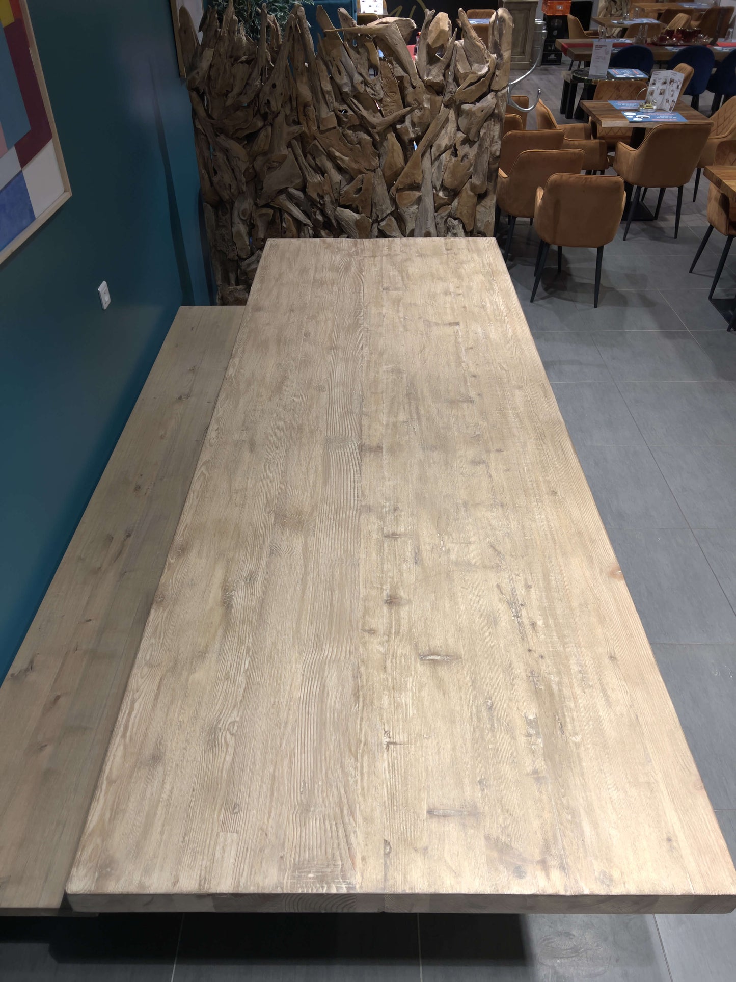 TABLE BOIS MASSIF PIEDS X NOIR MAT METAL 300 11