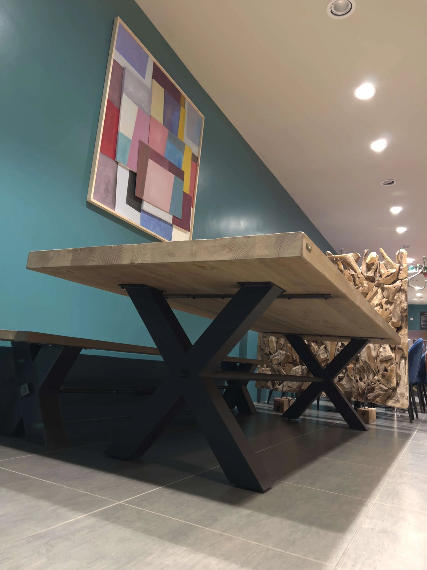 Grande Table en Bois Massif Pieds X "RIETI" (300cm) | Meuble Ébéniste