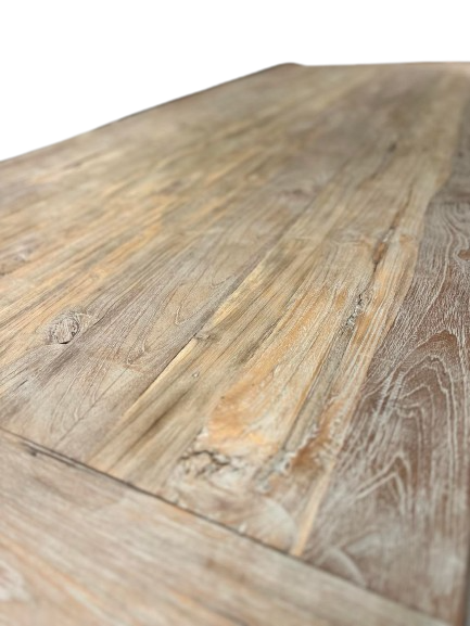 Table en Teck Massif Cérusé sur Mesure | Meuble Ébéniste