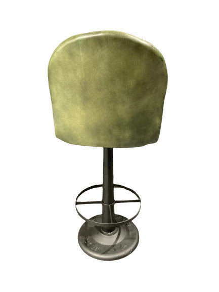 Tabouret de Bar Industriel "BILIARDO" Pivotant en Cuir Vert