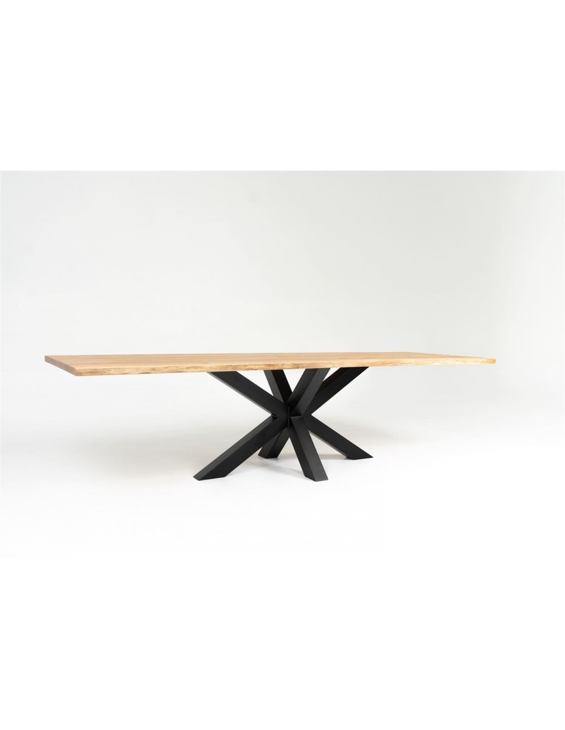 Table chêne massif pieds central noir métal RAVELLO - DIMENSIONS SUR MESURES - meuble-ebeniste.com devient meuble-ebeniste.fr