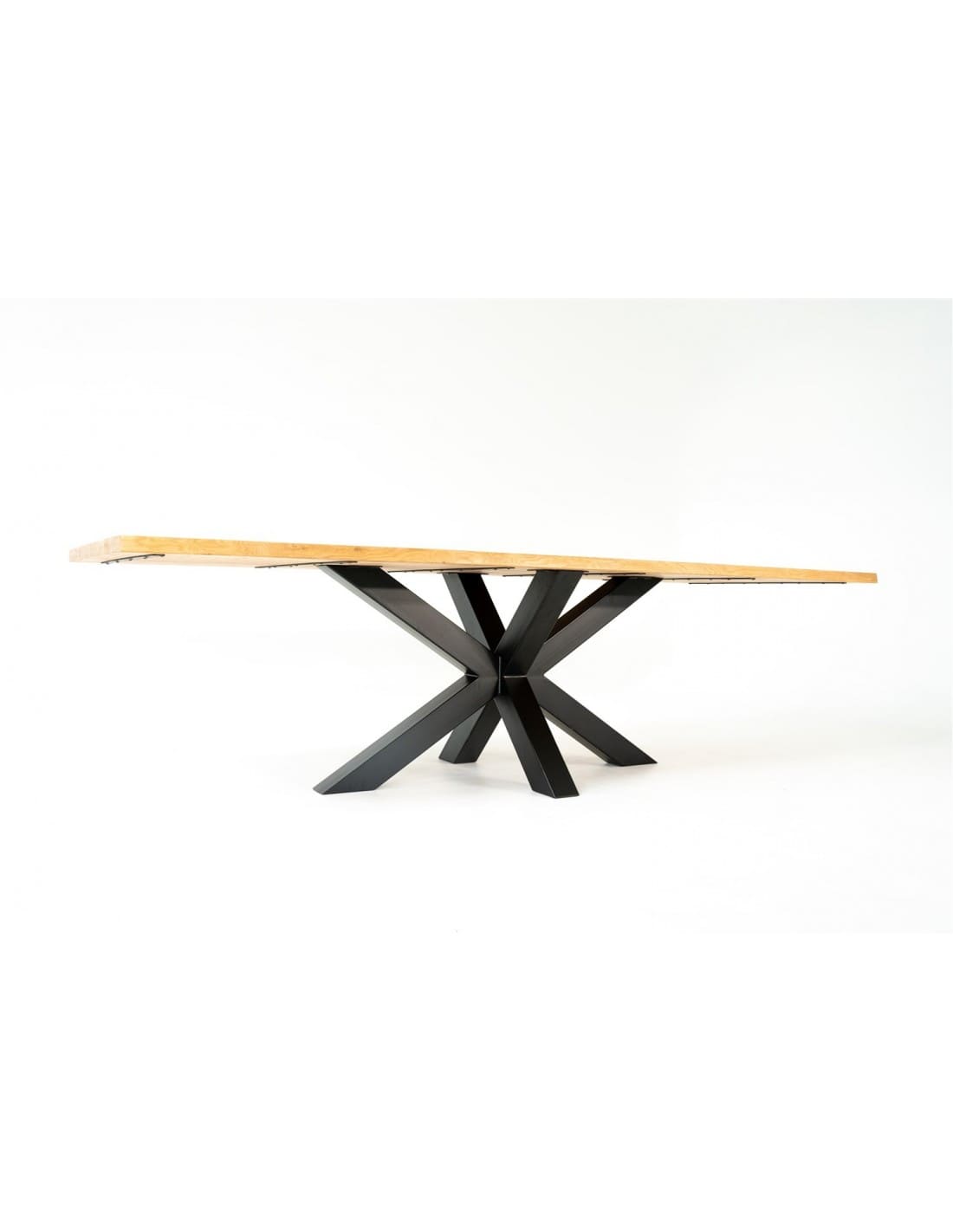 Table chêne massif pieds central noir métal RAVELLO - DIMENSIONS SUR MESURES - meuble-ebeniste.com devient meuble-ebeniste.fr