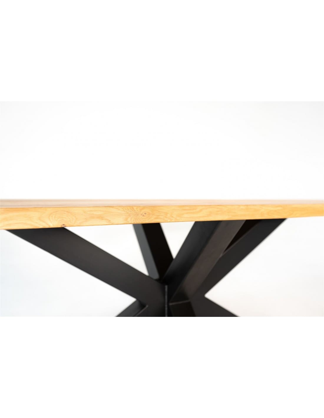 Table chêne massif pieds central noir métal RAVELLO - DIMENSIONS SUR MESURES - meuble-ebeniste.com devient meuble-ebeniste.fr