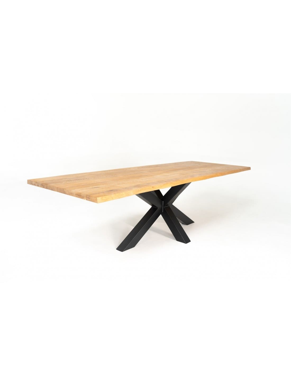 Table chêne massif pieds central noir métal RAVELLO - DIMENSIONS SUR MESURES - meuble-ebeniste.com devient meuble-ebeniste.fr
