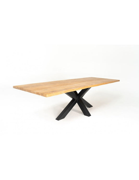 Table chêne massif pieds central noir métal RAVELLO - DIMENSIONS SUR MESURES - meuble-ebeniste.com devient meuble-ebeniste.fr