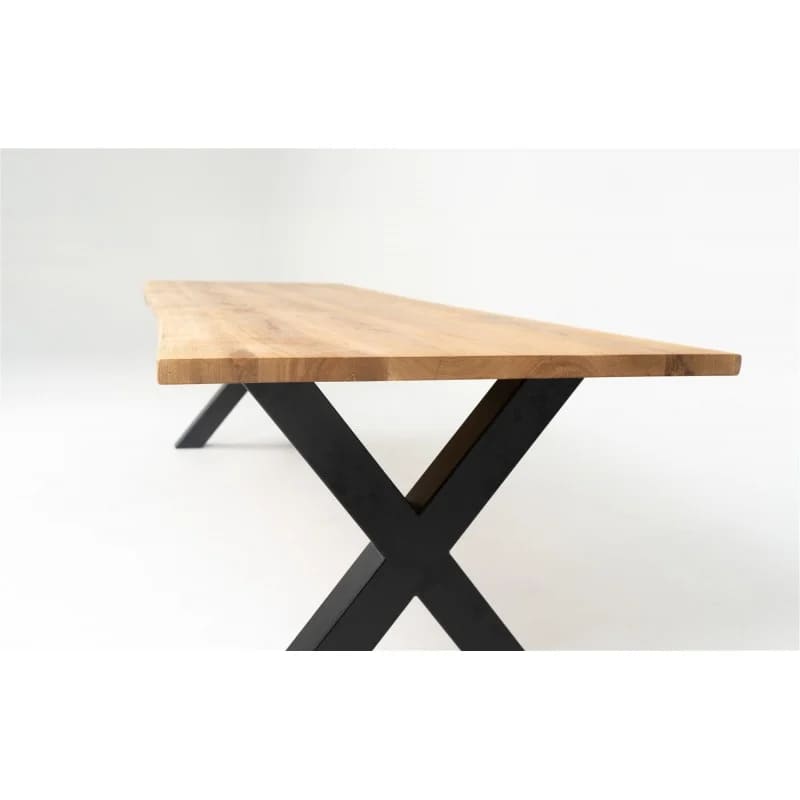 Table chêne massif pieds X noir métal MANAROLA - DIMENSIONS SUR MESURES - meuble-ebeniste.com devient meuble-ebeniste.fr