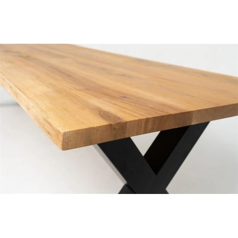 Table chêne massif pieds X noir métal MANAROLA - DIMENSIONS SUR MESURES - meuble-ebeniste.com devient meuble-ebeniste.fr