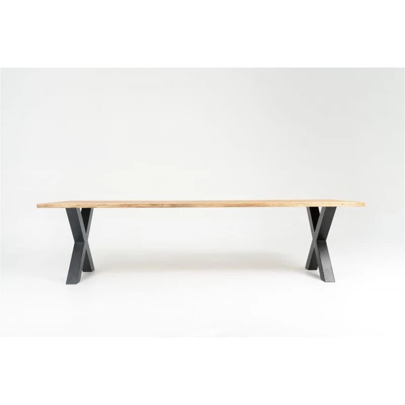 Table chêne massif pieds X noir métal MANAROLA - DIMENSIONS SUR MESURES - meuble-ebeniste.com devient meuble-ebeniste.fr
