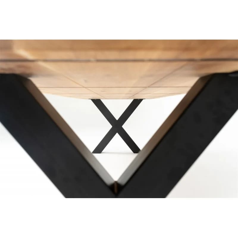 Table chêne massif pieds X noir métal MANAROLA - DIMENSIONS SUR MESURES - meuble-ebeniste.com devient meuble-ebeniste.fr