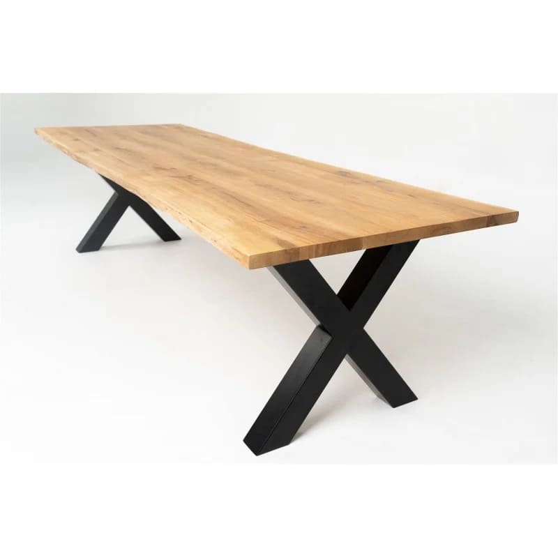 Table chêne massif pieds X noir métal MANAROLA - DIMENSIONS SUR MESURES - meuble-ebeniste.com devient meuble-ebeniste.fr