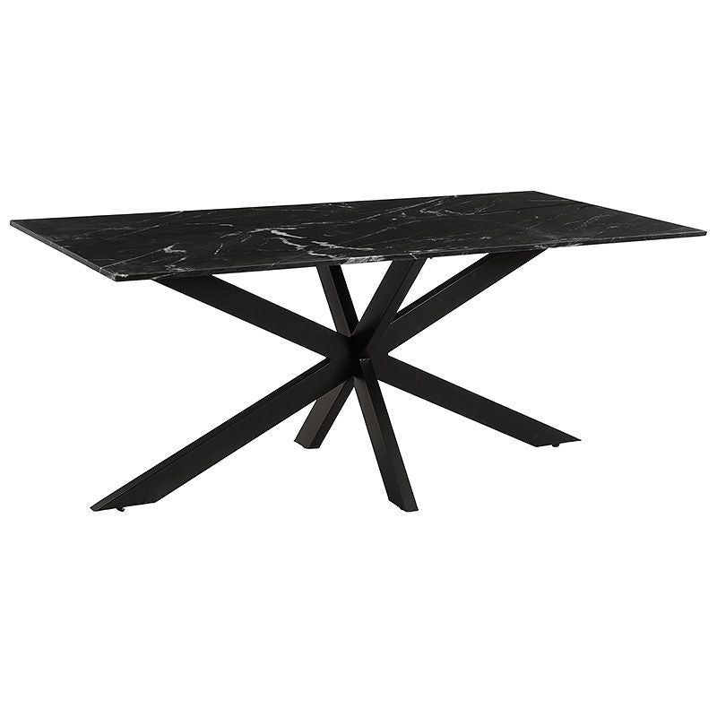 Table plateau marbre authentique et pied central noir - CASANO - meuble-ebeniste.com devient meuble-ebeniste.fr