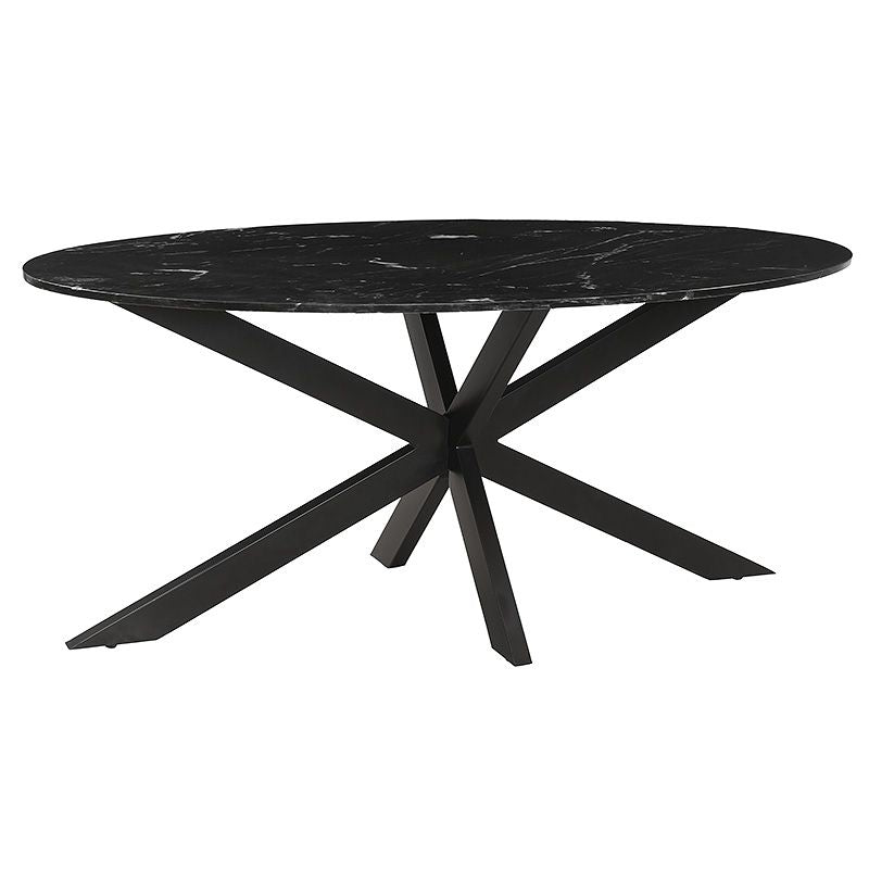 Table plateau marbre authentique et pied central noir - CASANO - meuble-ebeniste.com devient meuble-ebeniste.fr