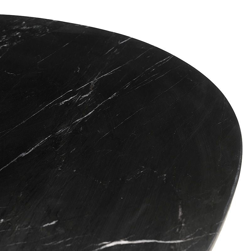 Table plateau marbre authentique et pied central noir - CASANO - meuble-ebeniste.com devient meuble-ebeniste.fr