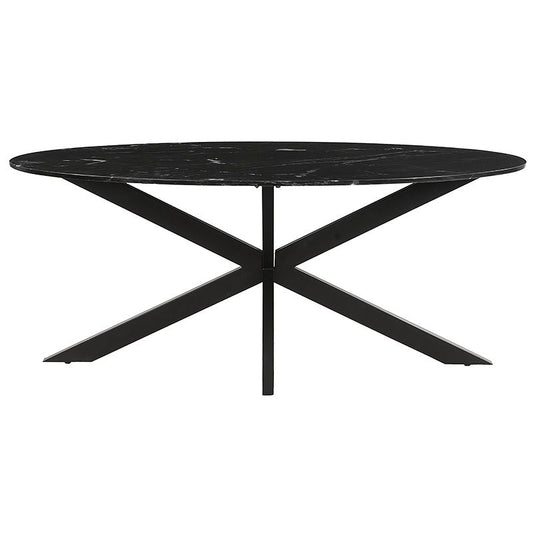 Table plateau marbre authentique et pied central noir - CASANO - meuble-ebeniste.com devient meuble-ebeniste.fr