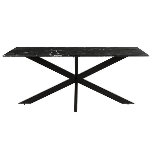 Table plateau marbre authentique et pied central noir - CASANO - meuble-ebeniste.com devient meuble-ebeniste.fr