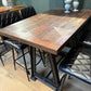 TABLE HAUTE DE BAR BISTROT EN BOIS DE MANGUIER ET FONTE - meuble-ebeniste.com devient meuble-ebeniste.fr