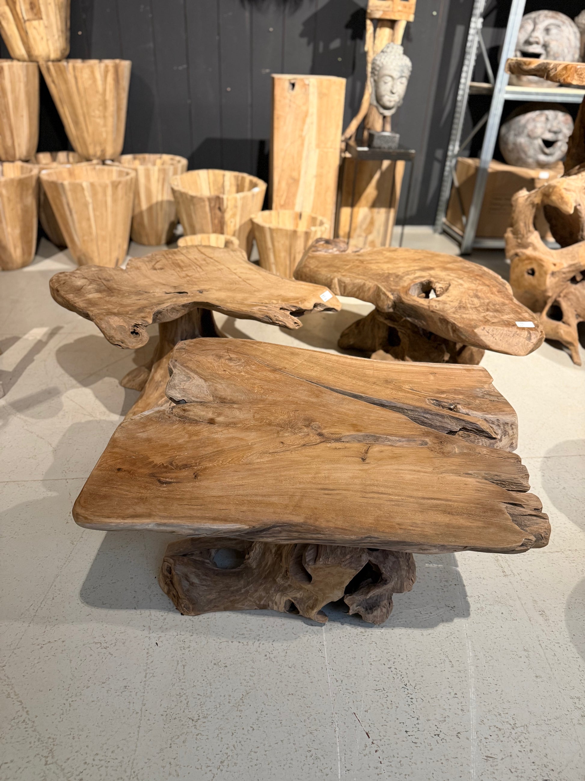 Table Basse en Souche de Bois Naturel | Meuble Ébéniste