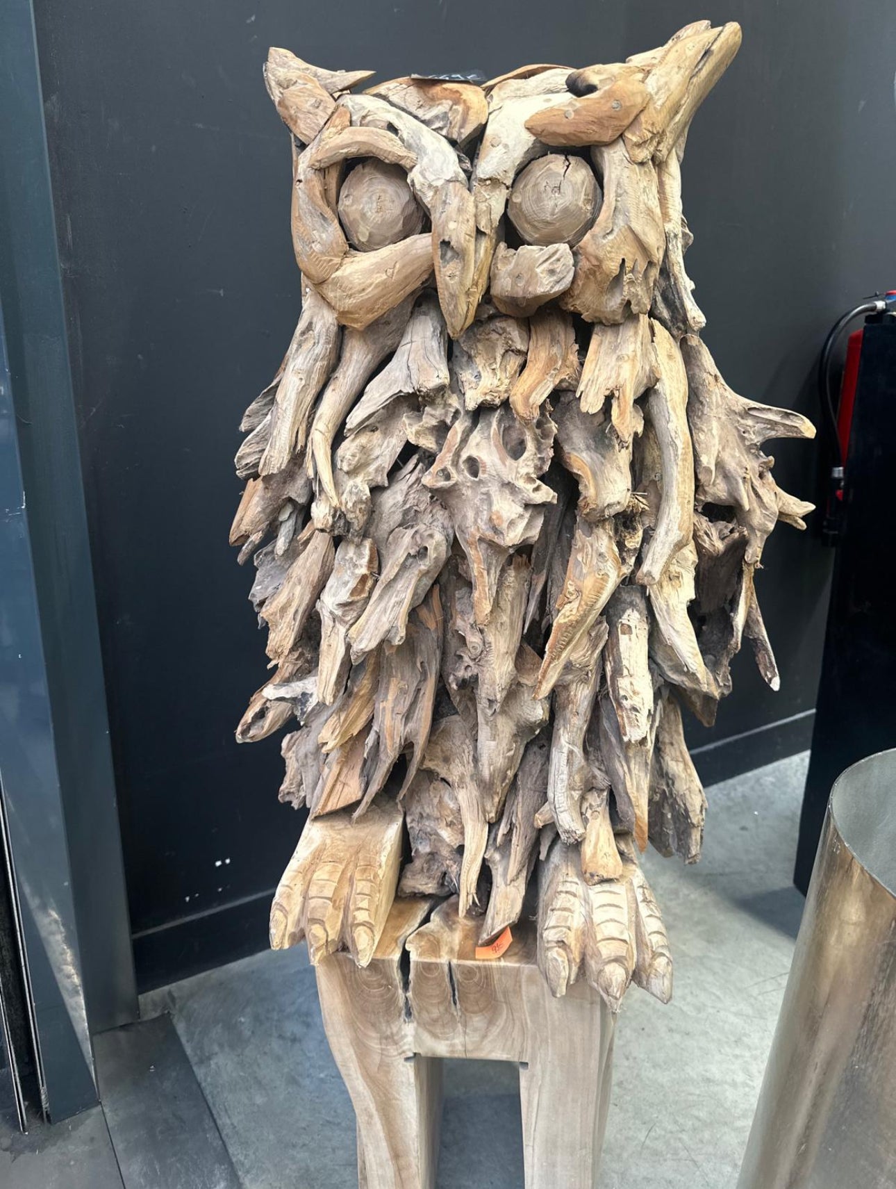 Sculpture artisanale bois massif teck - GRAND HIBOU