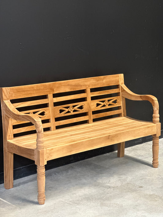 Banc de Gare Vintage "HALTE" en Bois Massif pour Extérieur