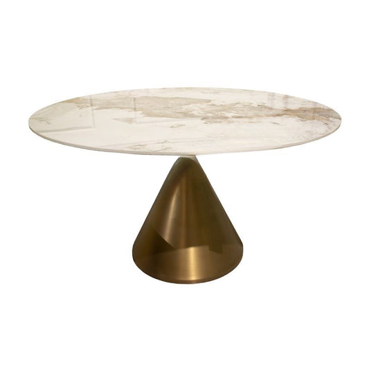 Solstice - Table de salle à manger ronde en céramique Natural Gold