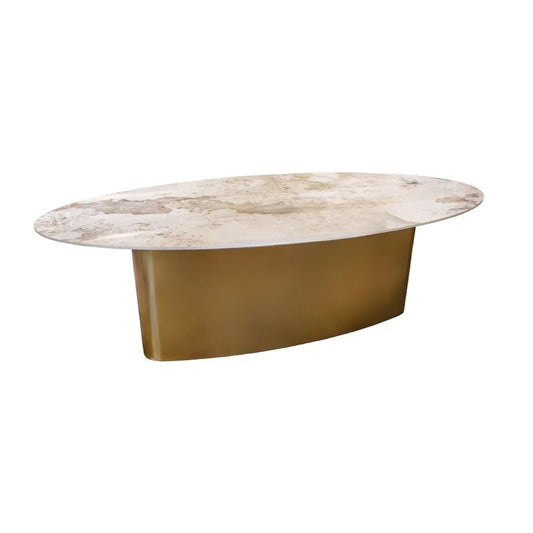Aurore Ovale - Table de salle à manger ovale en céramique Natural Gold