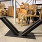 Pied de Table Central "Forme V" en Métal Noir Mat