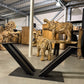 Pied de Table Central "Forme V" en Métal Noir Mat