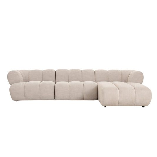 Canapé d'Angle Modulaire 4 Places "Verona" - Tissu Beige chic
