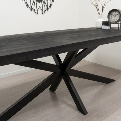 Table rectangle manguier noir pied métal central - SOLO