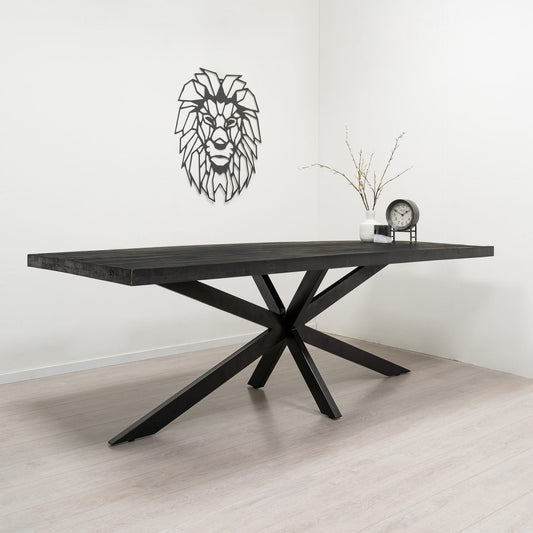 Table rectangle manguier noir pied métal central - SOLO