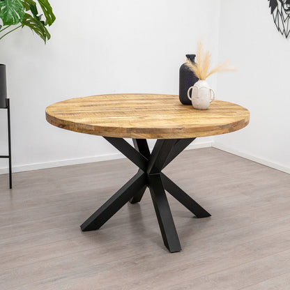 Table ronde manguier et pied métal central - KALAMATA