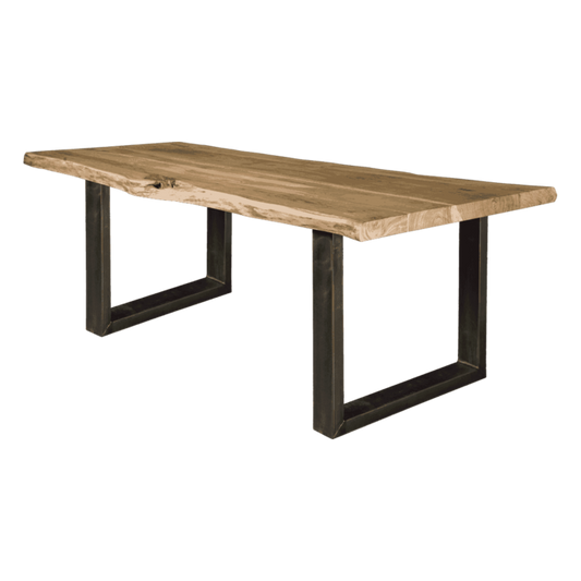 Table Acacia massif bords naturels Pieds U noir mat - RAPALLO