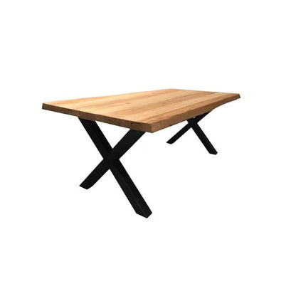 Table Acacia bois massif naturel pieds X noir mat - ALASSIO