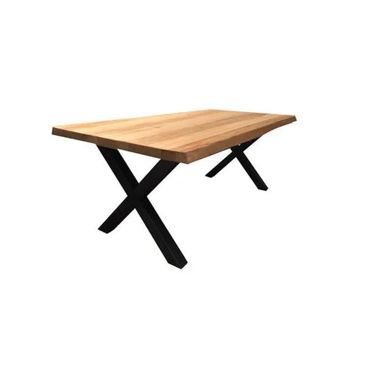 Table Acacia bois massif naturel pieds X noir mat - ALASSIO