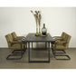 Table Acacia bois massif noir pieds U noir mat - ALESIA