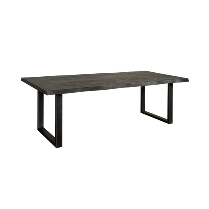 Table Acacia bois massif noir pieds U noir mat - ALESIA