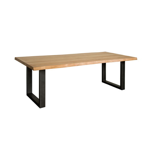 Table bois massif acacia naturel pieds U noir mat - SORRENTO