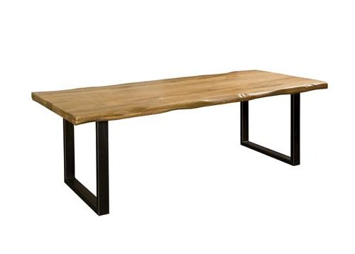 Table manguier massif bords naturel pieds métal noir mat U - CEFALÙ