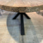 TABLE OVALE TECK MASSIF PIED METAL NOIR CENTRAL DIMENSIONS SUR MESURE - meuble-ebeniste.com devient meuble-ebeniste.fr