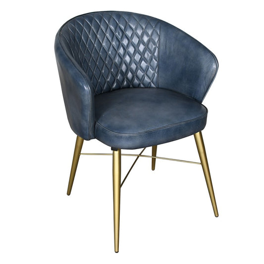 Chaise cuir bleu et métal doré - PALAZZO