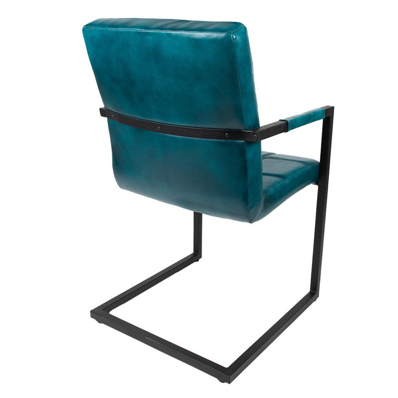 Chaise en cuir et métal turquoise - RESIA