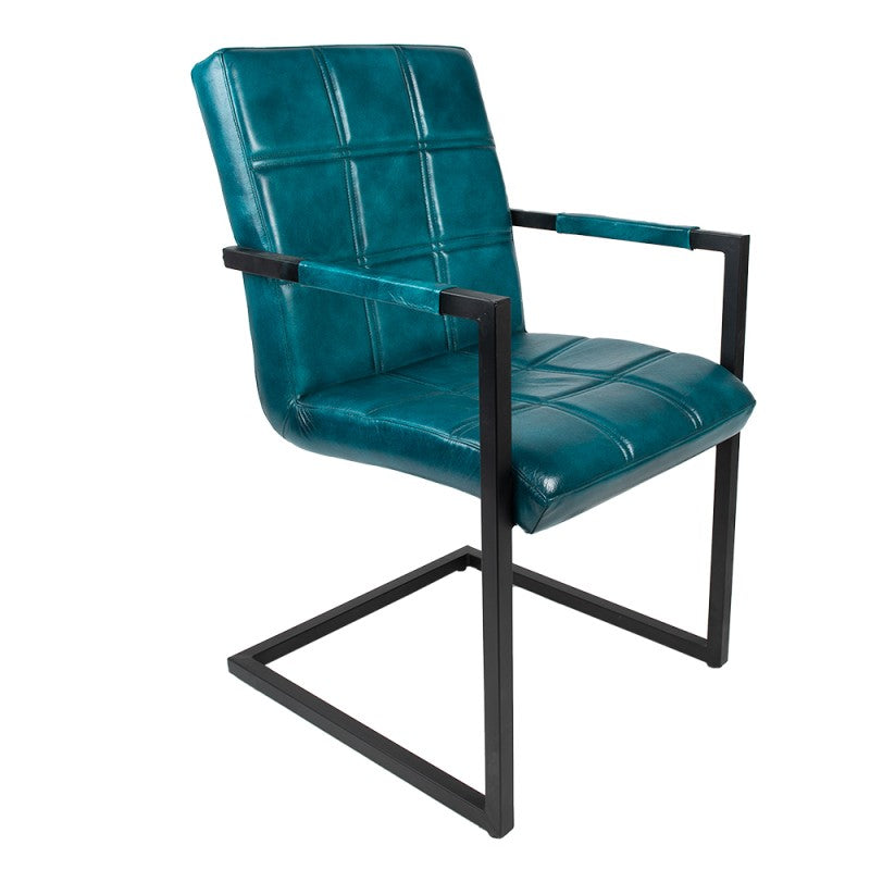 Chaise en cuir et métal turquoise - RESIA