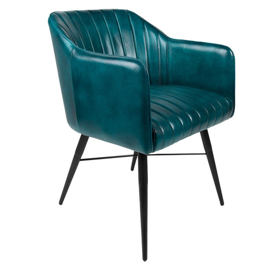 Chaise cuir turquoise et métal - TURCHESE