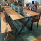 Table Design en Chêne, Verre et Métal sur Mesure "VETRO" | Meuble Ébéniste