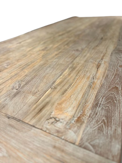 Table teck massif cérusé - DIMENSIONS ET PIETEMENTS AU CHOIX
