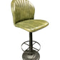 Tabouret de Bar Industriel "BILIARDO" Pivotant en Cuir Vert