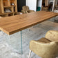 Table en Chêne Massif et Pieds en Verre "NUBE" | Meuble Ébéniste