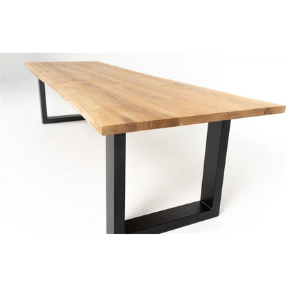 Table chêne massif pieds U noir métal PONZA - DIMENSIONS SUR MESURES