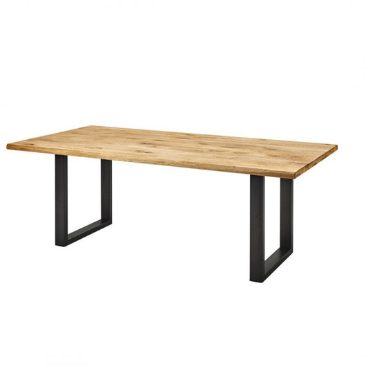 Table chêne massif pieds U noir métal PONZA - DIMENSIONS SUR MESURES